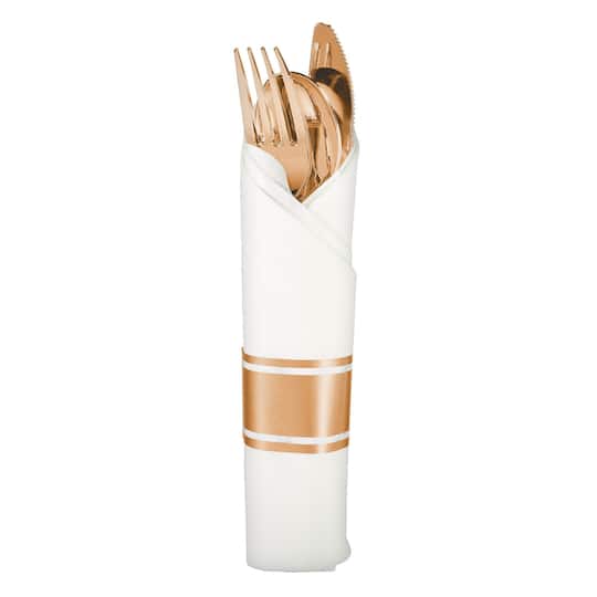 Rose Gold Premium Rolled Cutlery Set